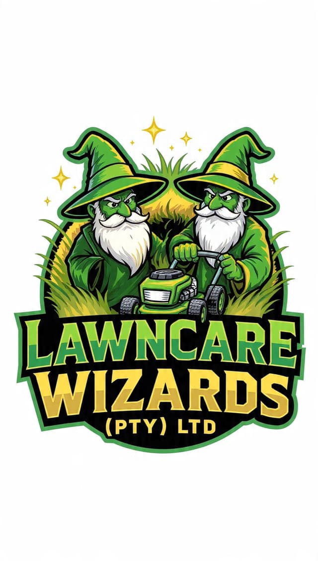Lawncare Wizards mascot logo
